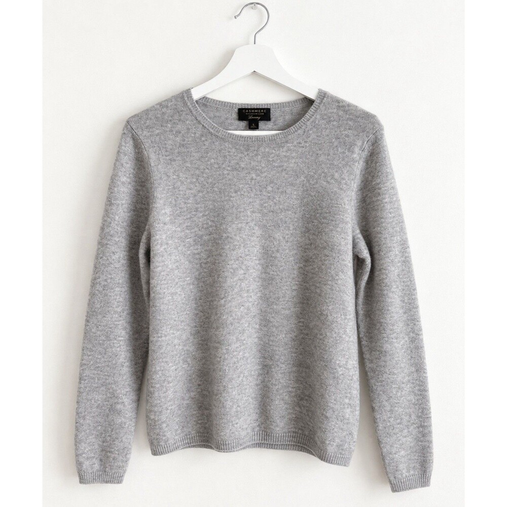 Cashmere Charter Club Luxury 100% Cashmere Crewneck Sweater Gray Size L